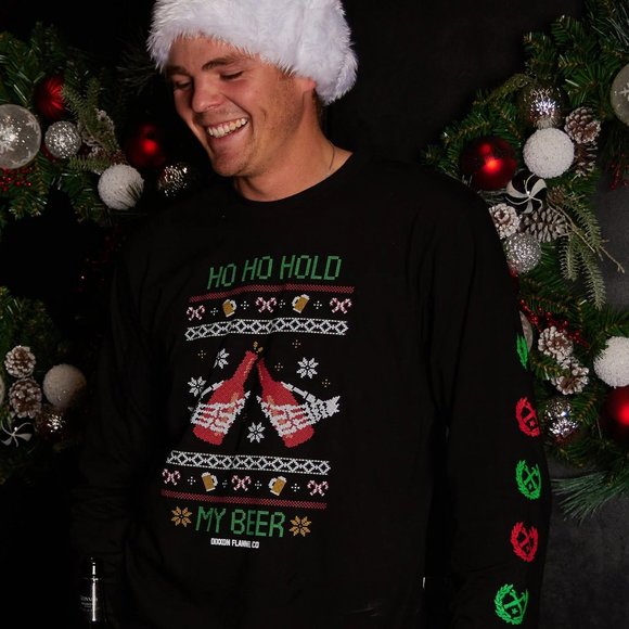 Dixxon HO HO HOLD MY BEER Men's Long Sleeve T-Shirt S - Picture 5 of 11